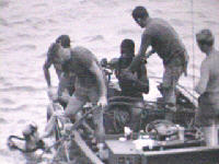 Closeup of Diver in Outboard Motor boat